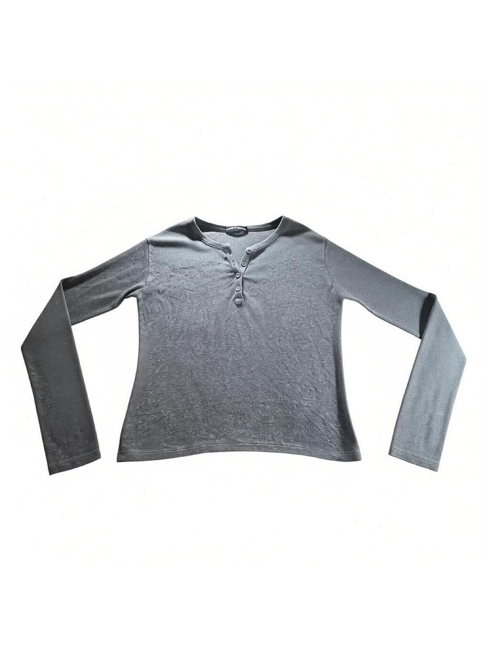 Brandy Melville Grey Button Up Long Sleeve Top